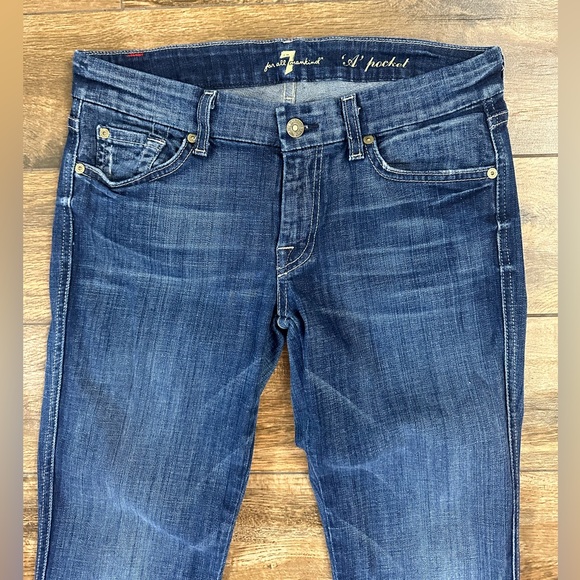 7 for all Mankind “A” Pocket Mid Rise Boot Cut Jeans with embellished Pocket 28T - Picture 6 of 15